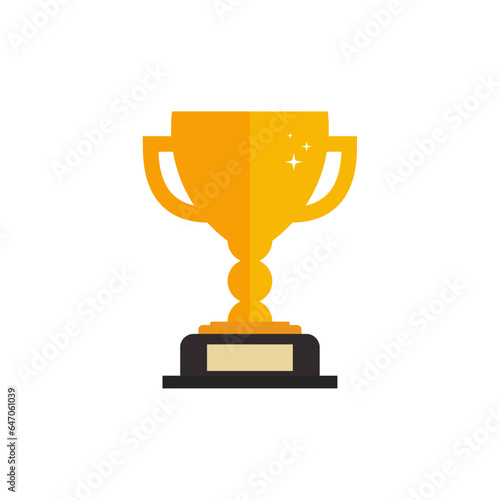 Golden trophy, winning cup flat vector icon gold winner cup with star isolated on white background
