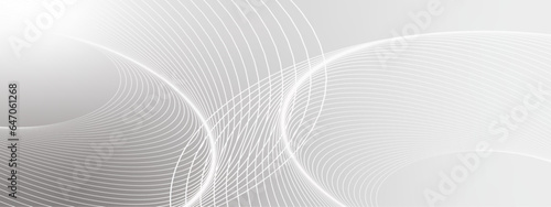Gray and white abstract background with flowing particles. Digital future technology concept.
