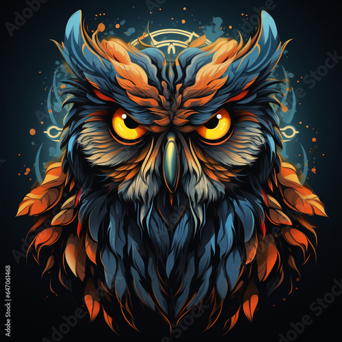 owl tribal t shirt design illustration
