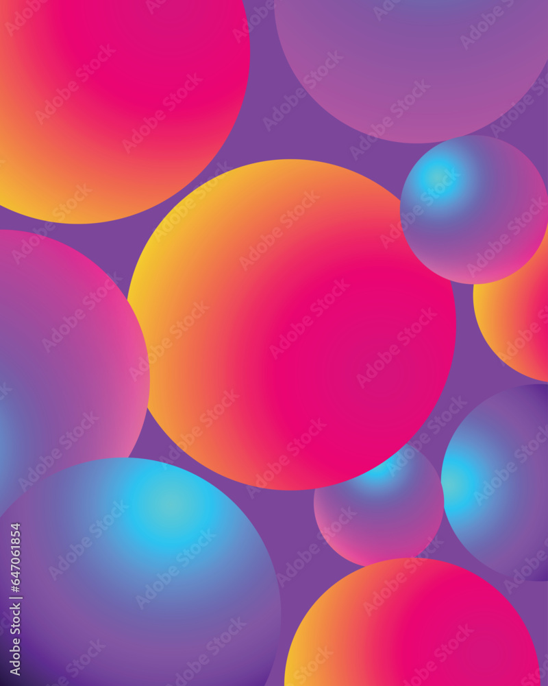 Vivid Bubbles ball. Vector. Abstract 3d background. Colorful.