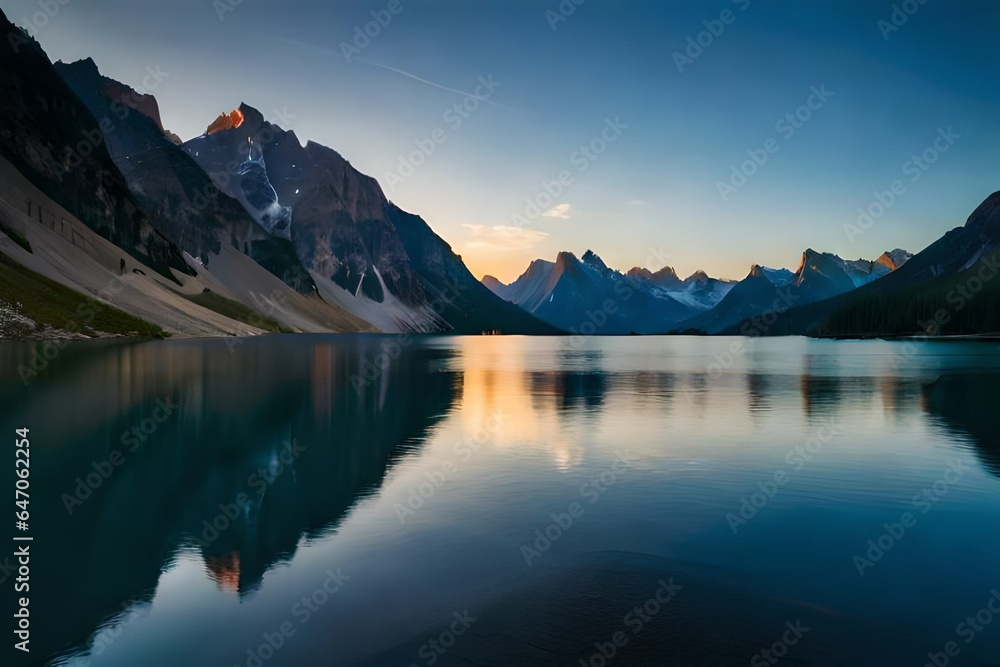 lake in the mountains - obrazy, fototapety, plakaty 