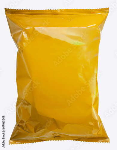 Wallpaper Mural Food Packaging, Foil and plastic snack bags mockup isolated on white background, Yellow colored pillow packages for food production on White Background With clipping path. Torontodigital.ca