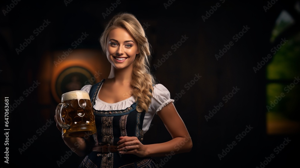 Serving Smiles: A Waitress's Grace with Beer at Oktoberfest Serving Smiles: A Waitress's Grace with Beer at Oktoberfest