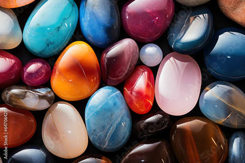 Multicolored smooth stones background