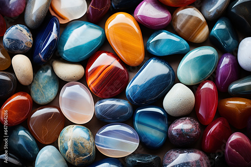 Multicolored smooth stones background