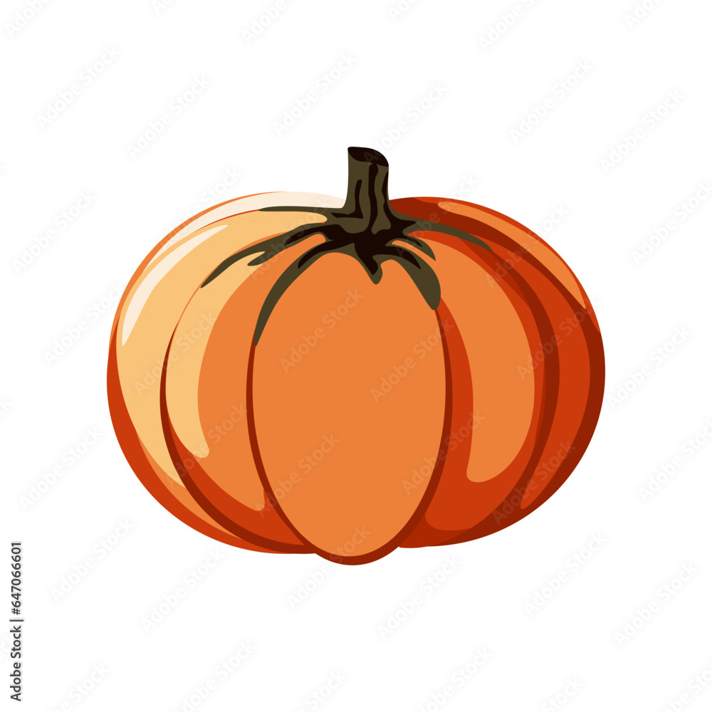Orange pumpkin with green stalk. Clipart. Orange pumpkin with green stalk. Clipart.