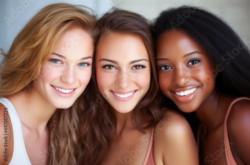 Group of cheerful young women together