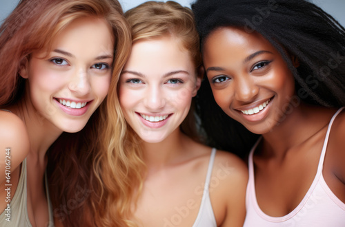 Group of cheerful young women together