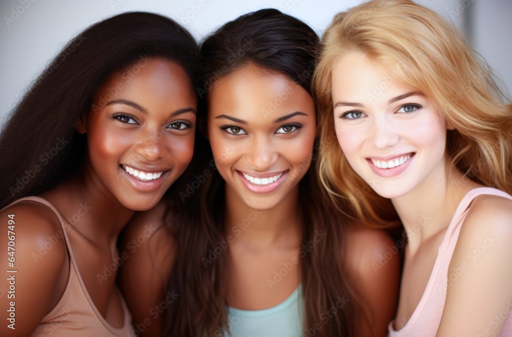 Group of cheerful young women together Group of cheerful young women together