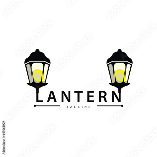 Lantern Logo Vintage Street Lighting Design Illustration Template