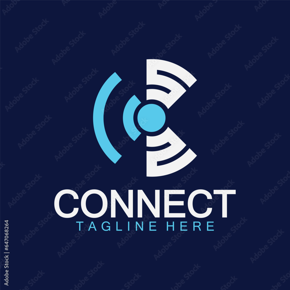 Letter c connection logo with signal design vector illustration Letter c connection logo with signal design vector illustration