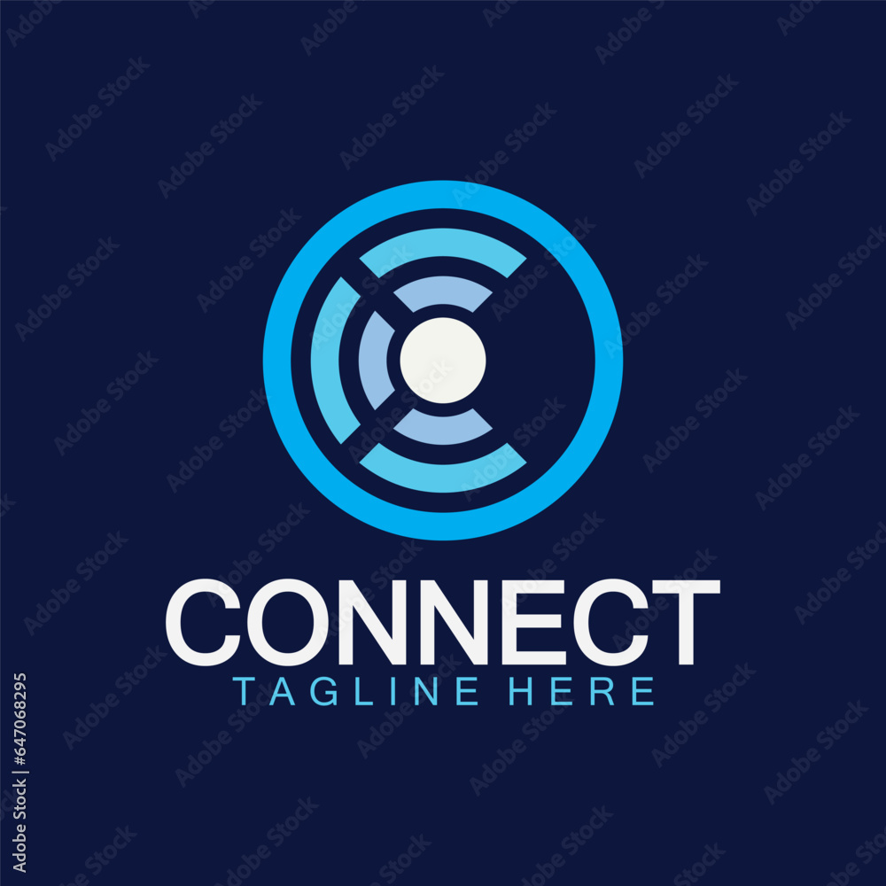 Letter c connection logo with signal design vector illustration