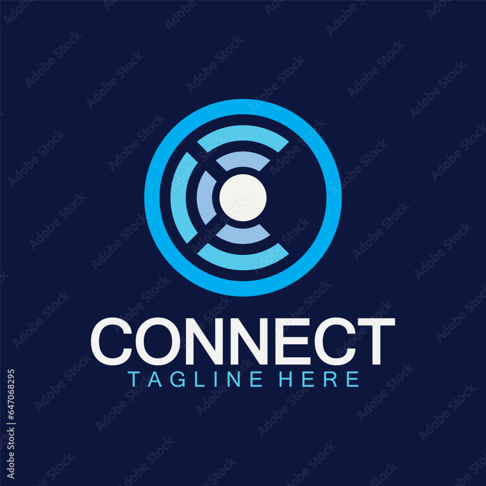 Letter c connection logo with signal design vector illustration Letter c connection logo with signal design vector illustration