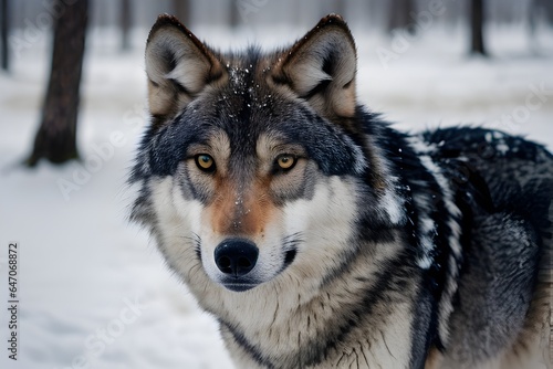 Snowy Majesty Portrait of a Wolf in the Wilderness