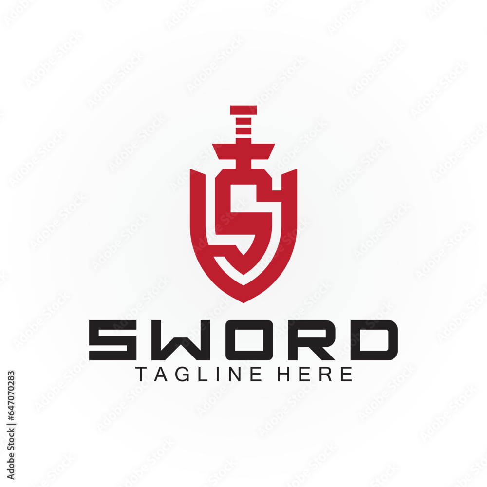 Obraz premium Letter S sword and shield logo design