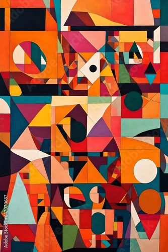 abstract artwork made up of large random geometric shapes in bright colors 