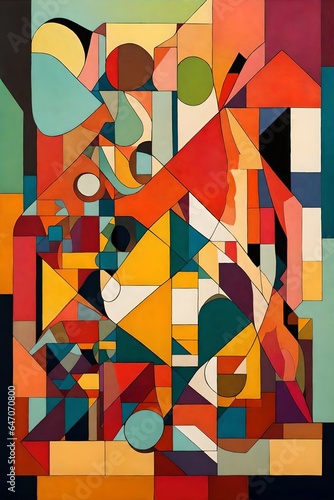 abstract artwork made up of large random geometric shapes in bright colors 