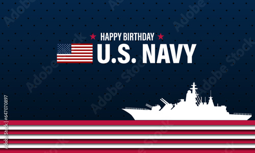 Happy  Birthday US Navy October 13 background Vector Illustration 