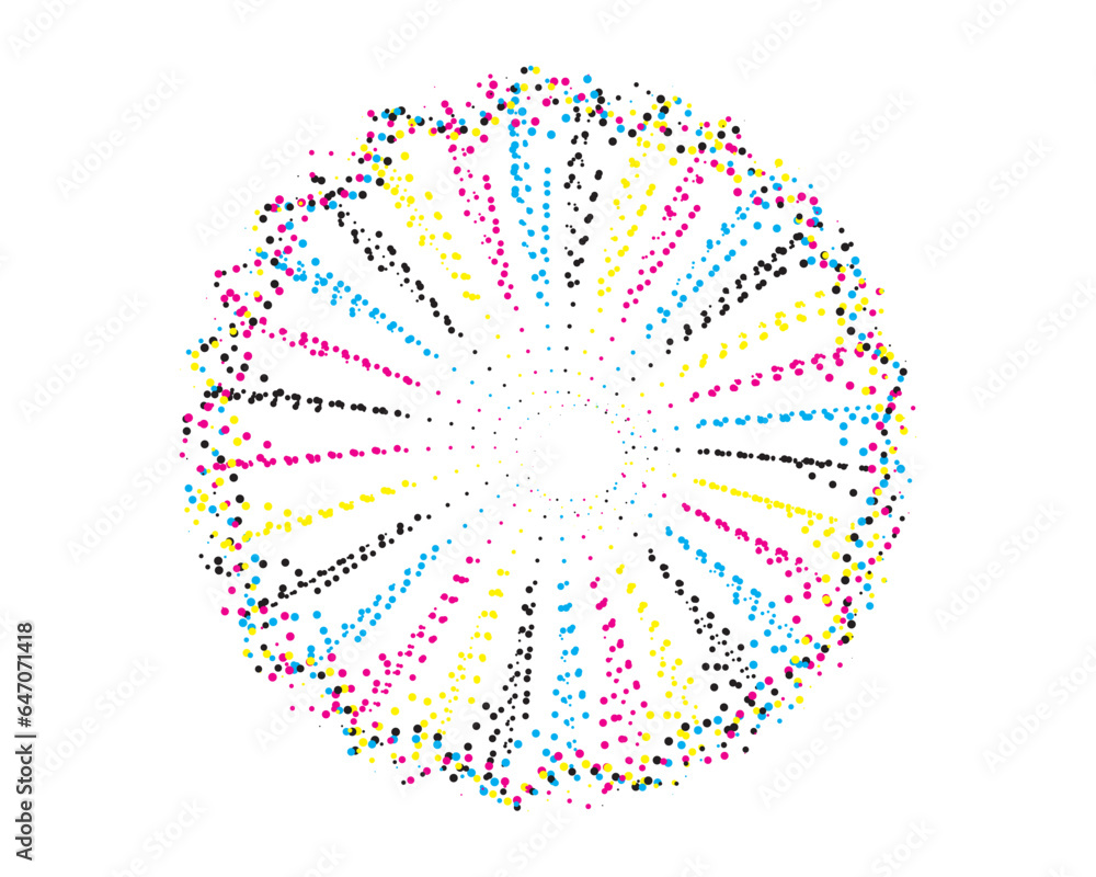 abstract background with circles, a circular pattern with colorful dots on it, cmyk two circles with colorful dots on them set, cmyk vector illustration of a flower  with a circle and a dot,mandala ve