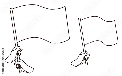 はためく白い旗のフレーム背景