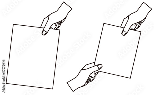 手で配られるビラのフレーム背景