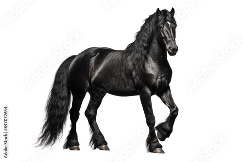 Friesian horse isolated on transparent background.