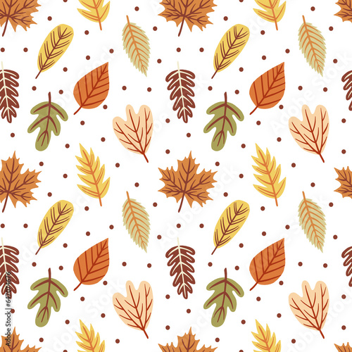 Mixed Autumn Leaves Seamless Pattern Design