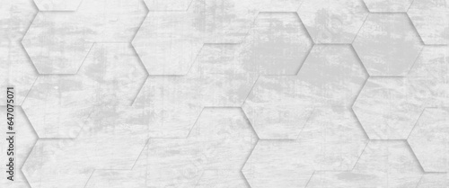 Hexagons grunge wall seamless texture, Tiles. A white marble wall with hexagon tiles for texture and abstract white hexagon concept background.