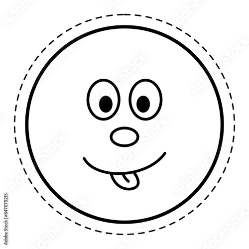 Circle - Cute Smiling Round Face Geometric 2D Shape Illustration, Laughing Expression Emoji Symbol, and Showing Tongue Emoticon Vector Isolated on White Background