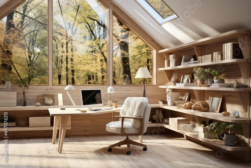 modern minimalist scandinavian home study with light natural materials © Fred