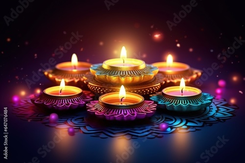 Happy Diwali. graphic of Diya lantern. Indian festival of lights.