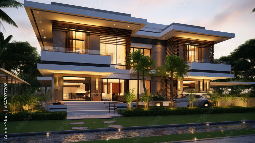 Fototapeta premium Revolutionizing Modern Architecture: The Grandeur of Contemporary Glass Structures