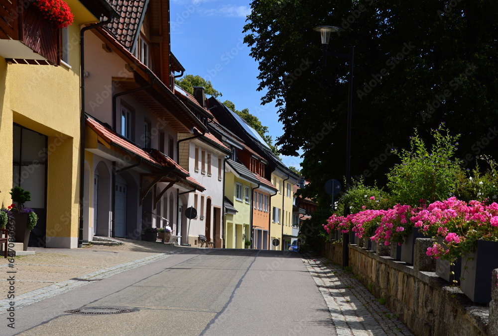 Street Scene in the Old Town of Bonndorf in the Black Forest, Baden - Württemberg