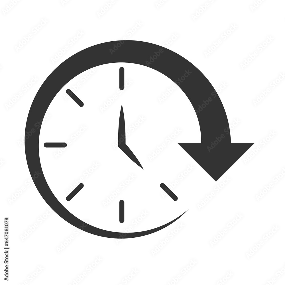 Vector illustration of time rotation icon in dark color and transparent background(png). Vector illustration of time rotation icon in dark color and transparent background(png).