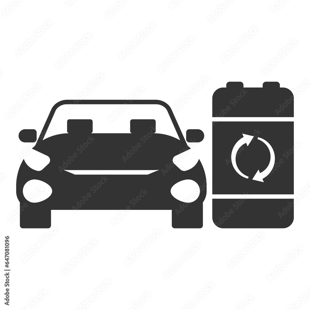 Vector illustration of car battery icon in dark color and transparent background(png).