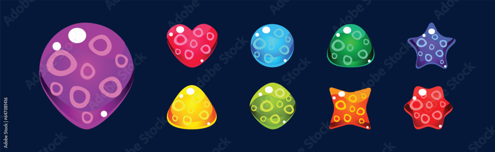Colorful Glossy Jelly Sweets and Candy of Various Shape Vector Set Colorful Glossy Jelly Sweets and Candy of Various Shape Vector Set