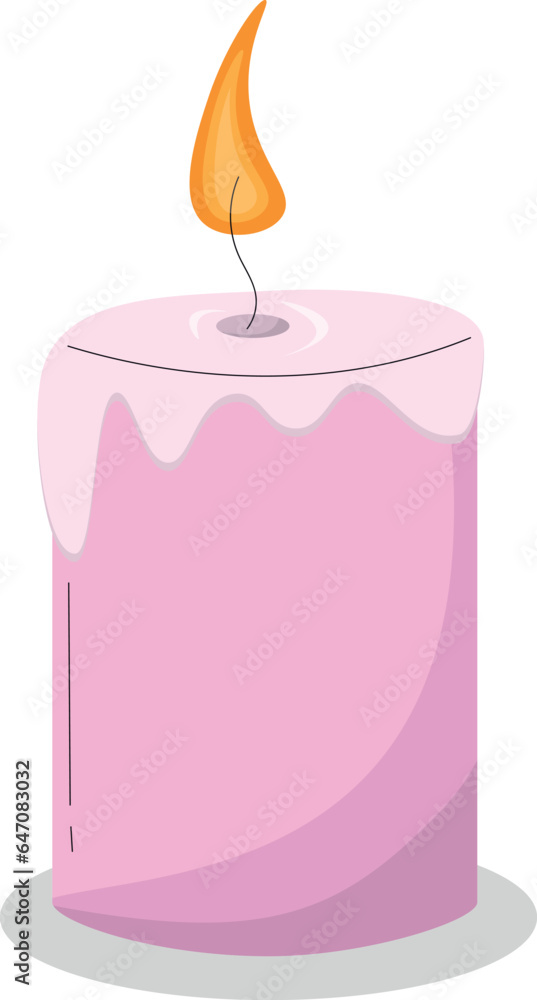 a pink candle with a flame on top