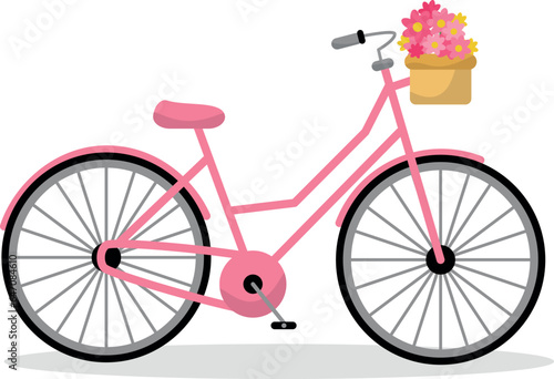 Vector pink bike, bike and flowers