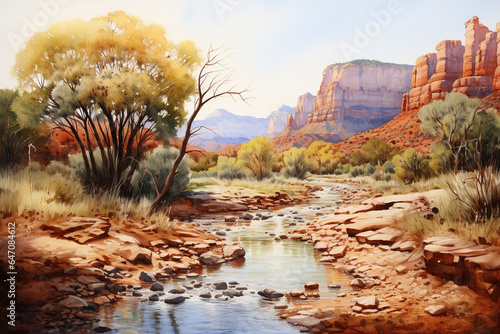 Watercolor painting, Arizona Landscape photo
