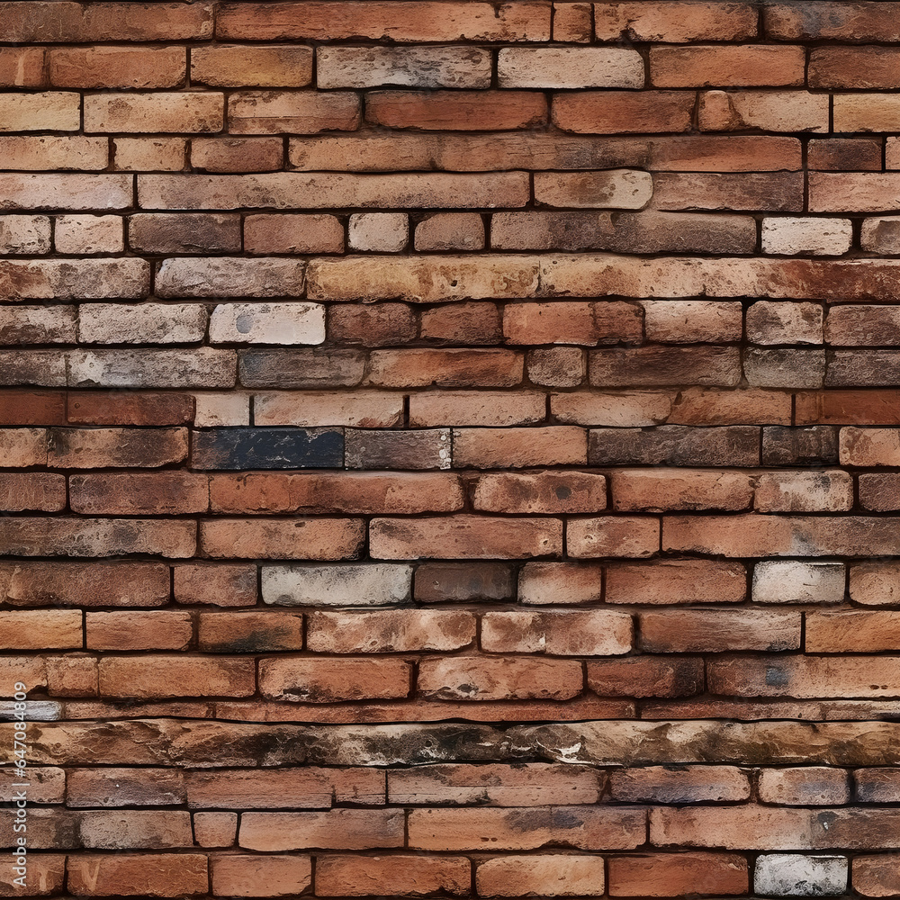 Seamless pattern that emulates the appearance of a brick wall with different brick sizes. Creating an vintage look of an old brick wall. Generative AI. Seamless pattern that emulates the appearance of a brick wall with different brick sizes. Creating an vintage look of an old brick wall. Generative AI.