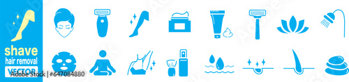 hair removal icons set, outline style spa