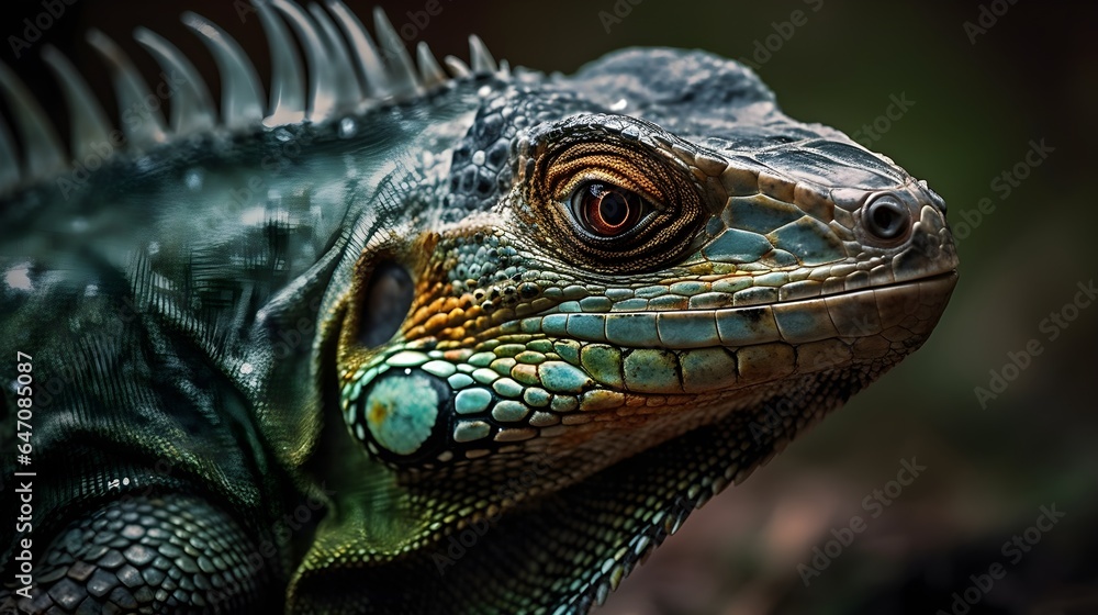 Fototapeta premium Amazing Close up photo an Iguana. Created with Generative AI Technology