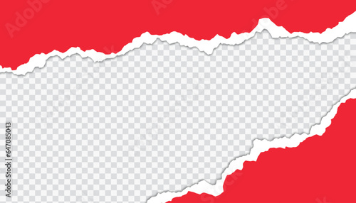 Torn paper. Vector illustration of torn red paper sheet isolated on transparent background