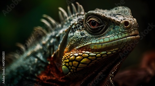 Amazing Close up photo an Iguana. Created with Generative AI Technology