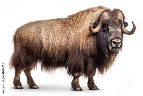 Musk ox on white background