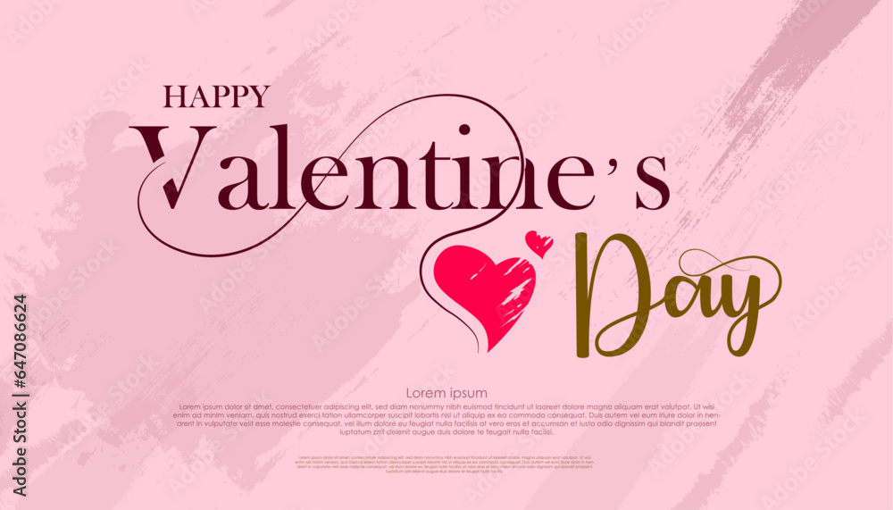 happy Valentines day word creative and modern background with heart pattern and typography of happy valentines day text.use for card and banner and poster design.