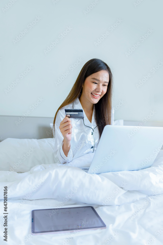 A beautiful Asian girl, bright, sleeping at night, waking up in the morning, doing activities on the bed portrait Asian woman in the bedroom and bathroom activities A beautiful Asian girl, bright, sleeping at night, waking up in the morning, doing activities on the bed portrait Asian woman in the bedroom and bathroom activities