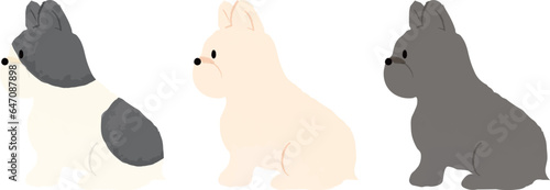 手書き風のシンプルなかわいいフレンチブルドッグのイラスト　おすわり　主線なし