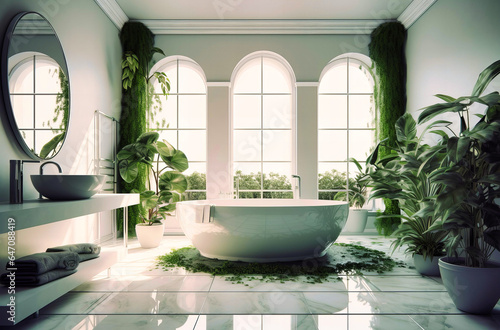 Bathroom Decorated with Large Window - Interior Elegance © Rabbi