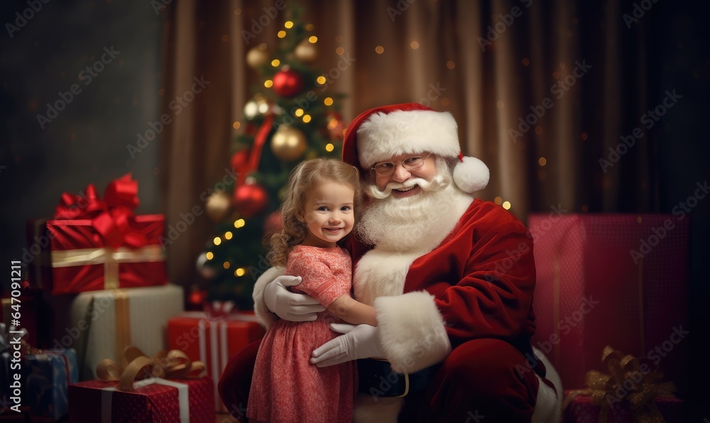 Merry Christmas with Santa and child Merry Christmas with Santa and child
